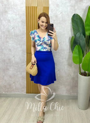 Conjunto Maiô e Short Saia – Modelo Edite Azul