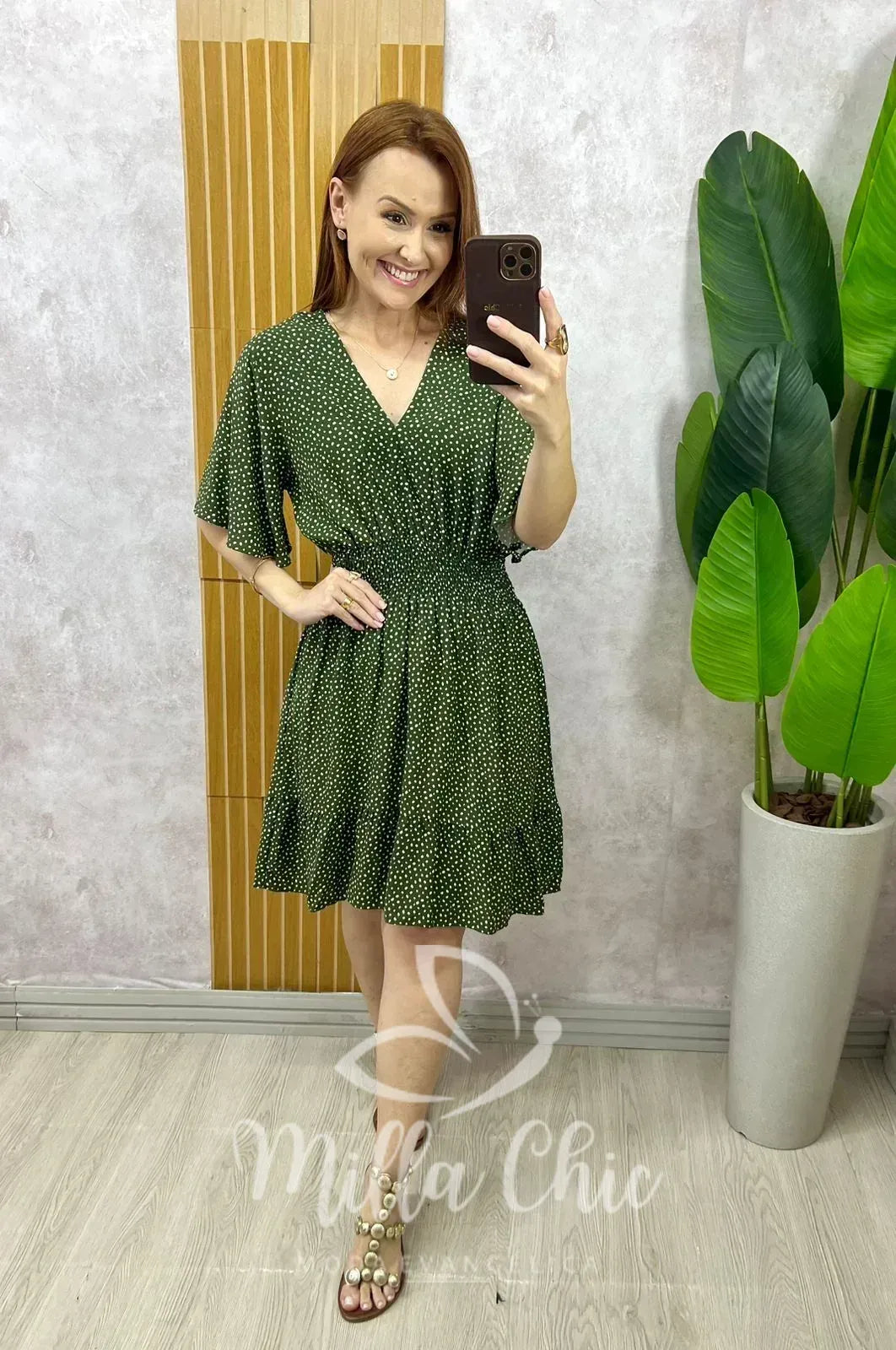 Vestido Marli em Viscolinho póa – Verde