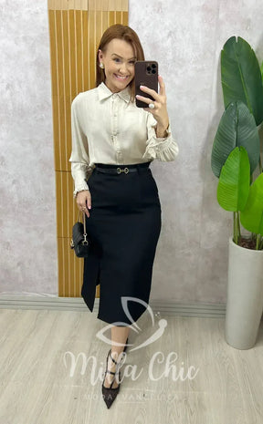 Saia Martinha em Alfaiataria – Preta