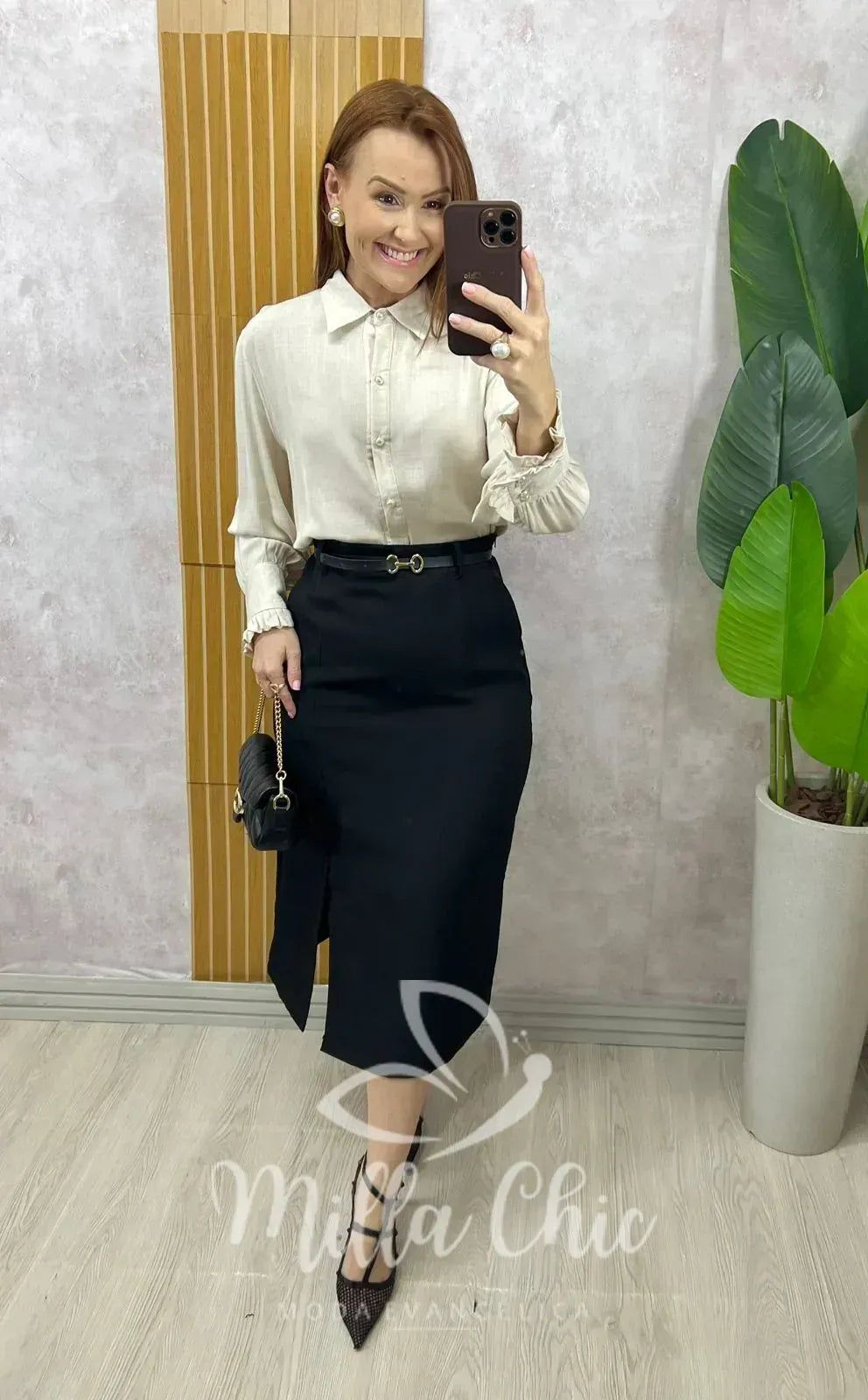 Saia Martinha em Alfaiataria – Preta