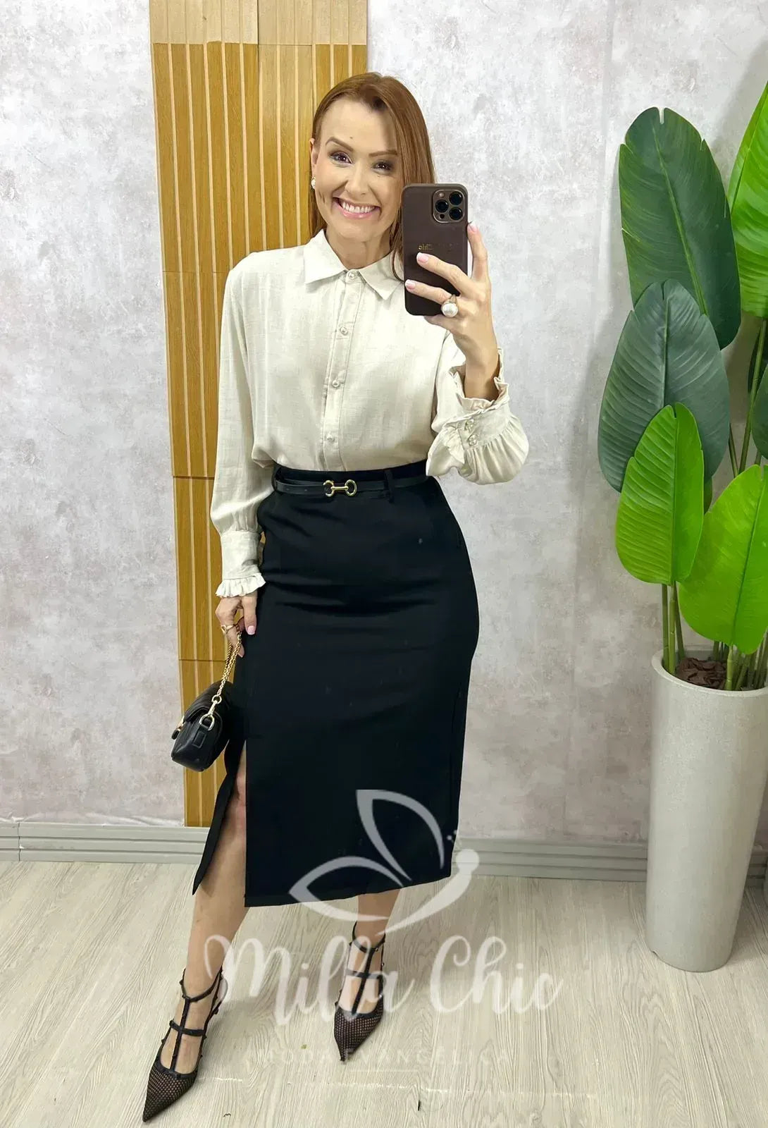 Saia Martinha em Alfaiataria – Preta