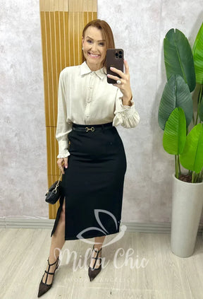 Saia Martinha em Alfaiataria – Preta