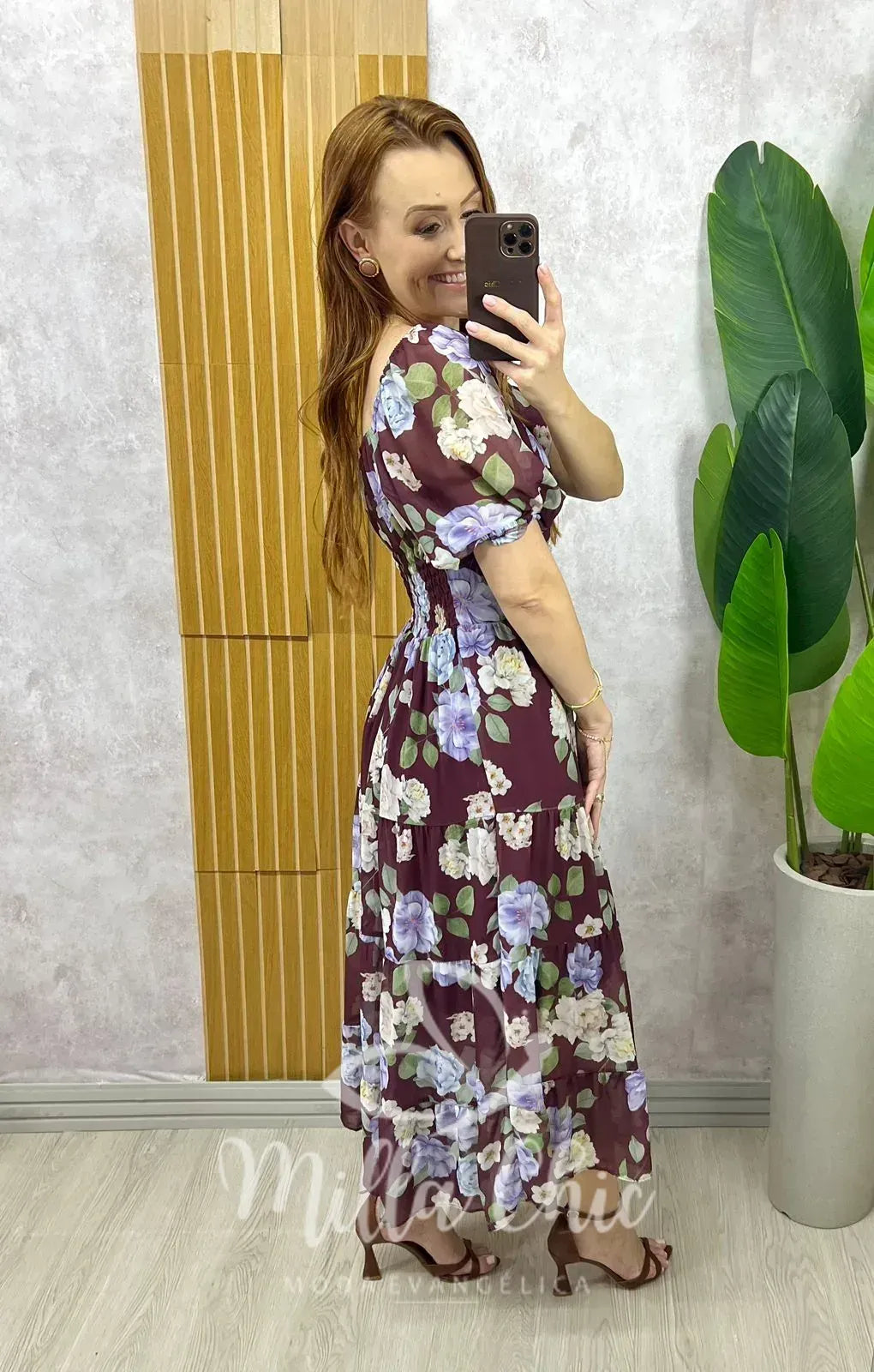 Vestido Valéria Em Chiffon – Bordô